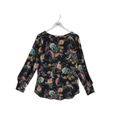 LOFT PRINT LONG SLEEVE TOP BLACK MULTI MEDIUM