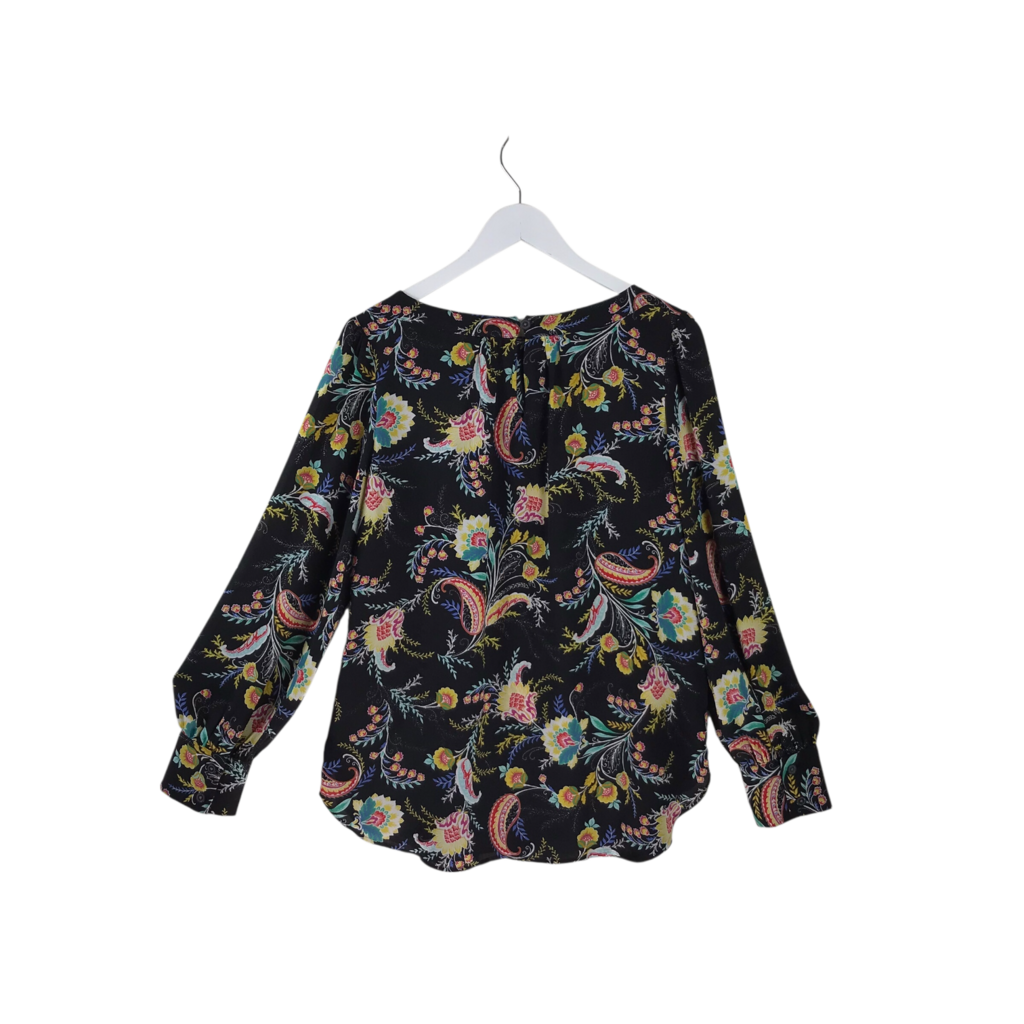 LOFT PRINT LONG SLEEVE TOP BLACK MULTI MEDIUM