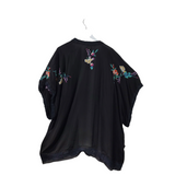 JOHNNY WAS EMBROIDERED SHORT SLEEVE DESIGNER KIMONO BLACK MULTI 1X