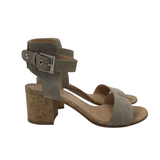 GIANVITO ROSSI RET$700 SUEDE KORK HEEL DESIGNER SHOES GRAY 8.5