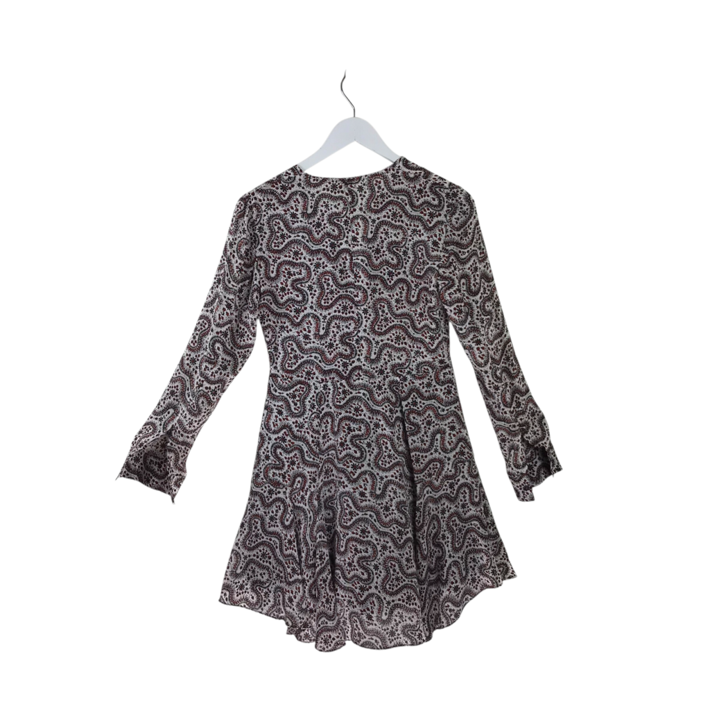 A.L.C. FLORAL LONG SLEEVE DESIGNER DRESS WHITE MAROON 0