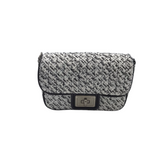 KARL LAGERFELD TWEED CROSSBODY HANDBAG WHITE BLACK