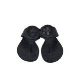 TORY BURCH FLAT LOGO SANDAL DESIGNER SHOES BLACK 7M