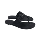 TORY BURCH FLAT LOGO SANDAL DESIGNER SHOES BLACK 7M