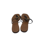 TORY BURCH FLAT SANDAL GOLD DESIGNER SHOES BLACK GOLD 7M