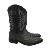 OSTRICH WESTERN MEN BOOTS GRAY BLACK 11