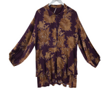 FREE PEOPLE LONG SLEEVE DRESS PURPLE TAN MEDIUM
