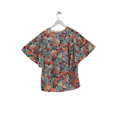 JODIFL PRINT SHORT SLEEVE TOP GREEN ORANGE SMALL