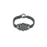 STEPHEN D WECK CARVED STONE TOGGLE BRACELET SILVER WHITE