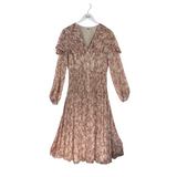 JASON WU FLORAL MIDI LONG SLEEVE DESIGNER DRESS CREAM RUST 4