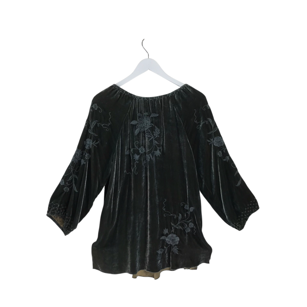 3/4 SLEEVE VELVET DESIGNER TOP OLIVE MEDIUM