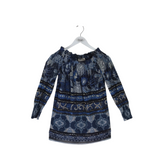 FUZZI FLORAL LONG SLEEVE DESIGNER TOP NAVY BLACK MEDIUM