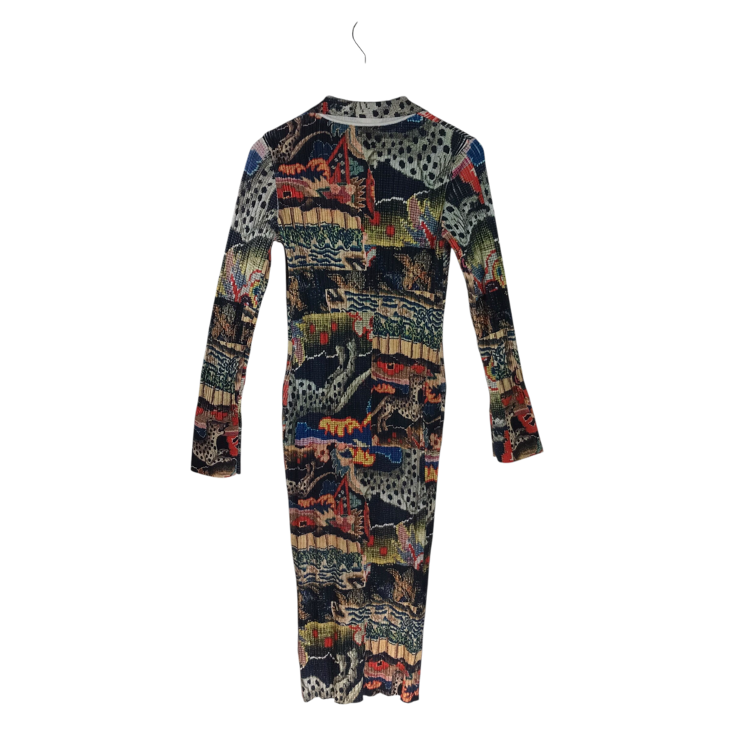 DESIGUAL KNIT PRINT LONG SLEEVE DRESS MULTI MEDIUM