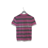 ZARA STRIPE SHORT SLEEVE CARDIGAN PINK WHITE SMALL