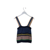 VERONICA BEARD CROCHET TANK DESIGNER TOP NAVY YELLOW MEDIUM