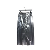 FAUX LEATHER SKIRT SILVER MEDIUM