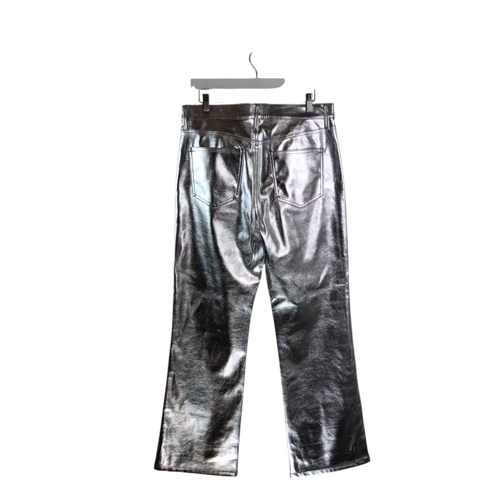 ANN TAYLOR FAUX LEATHER PANT SILVER 10