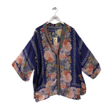 JOHNNY WAS NWT$298 SILK FLORAL DESIGNER KIMONO BLUE ORANGE X LARGE