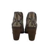 VINCE CAMUTO SNAKE PRINT BOOTIE BOOTS BLACK BROWN 8M