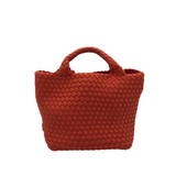 NAGHEDI RET$285 WOVEN TOTE HANDBAG ORANGE SMALL