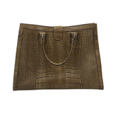 CLAUDIA FIRENZE SATCHEL LEATHER CROC EMBOSSED HANDBAG BEIGE