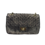 KARL LAGERFELD GLITTER SHOULDER CHAIN STRAP HANDBAG BLACK GOLD