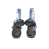 AQUAZZURA PYTHON FLAT SANDAL DESIGNER SHOES GREEN CREAM 36.5