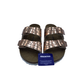 BIRKENSTOCK NWT METALLIC DOUBLE BUCKLE SANDAL SHOES COPPER TAN 38