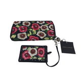 EMBROIDERED WALLET GREEN RED