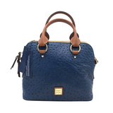 DOONEY & BOURKE RET$358 OSTRICH EMBOSSED SATCHEL HANDBAG NAVY BROWN