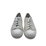 STUART WEITZMAN RET$350 WOVEN SNEAKER DESIGNER SHOES WHITE 8.5B