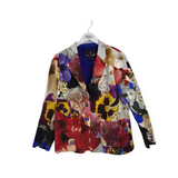 ROBERTO CAVALLI NWT$1900 FLORAL LS DESIGNER BLAZER RED PURPLE 48