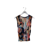 2PC PRINT TOP/SKIRT MAXI DESIGNER OUTFIT RED TAN SMALL