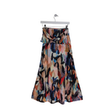 2PC PRINT TOP/SKIRT MAXI DESIGNER OUTFIT RED TAN SMALL