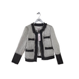 NANETTE BY NANETTE LEPORE NWT$138 TWEED OPEN DDENIM TRIM BLAZER WHITE GREY SMALL