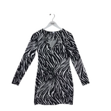 DIANE VON FURSTENBERG ZEBRA PRINT LS DESIGNER DRESS WHITE BLACK 6
