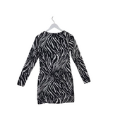 DIANE VON FURSTENBERG ZEBRA PRINT LS DESIGNER DRESS WHITE BLACK 6