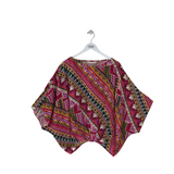 TRINA TURK PRINT LONG SLEEVE DESIGNER TOP PURPLE GREEN LARGE