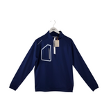 PETER MILLAR 1/4 ZIP LONG SLEEVE MEN SHIRT BLUE WHITE SMALL