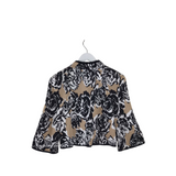 ST JOHN FLORAL 3/4 SLEEVE DESIGNER CARDIGAN BLACK BEIGE 2