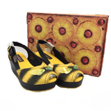 HOT CHOCOLATE DESIGN RET$124 WEDGE BEE SHOES YELLOW BLACK 7