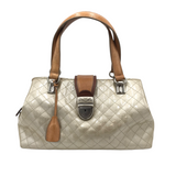CONSUELA RET$435 PATENT LEATHER QUILTED SATCHEL HANDBAG CHAMPAGNE