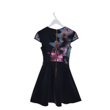 TED BAKER RET$259 CAP SLEEVE FLORAL DESIGNER DRESS BLACK MAROON 0