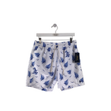 POLO RALPH LAUREN NWT PRINT TRUNKS MEN SWIMWEAR WHITE BLUE MEDIUM