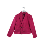 TALBOTS TWEED FRINGE TRIM BLAZER MAGENTA 10