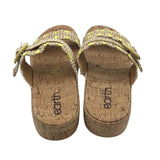 EARTH CORK WEDGE SLIDE SHOES YELLOW TAN 10M