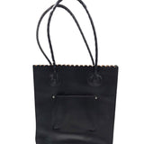 PATRICIA NASH RET$200 LEATHER TOOLED TOTE HANDBAG BLACK SILVER