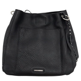 REBECCA MINKOFF PEBBLED LEATHER BUCKET HANDBAG BLACK