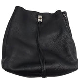 REBECCA MINKOFF PEBBLED LEATHER BUCKET HANDBAG BLACK