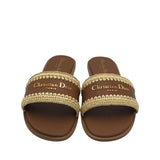 DIOR RET:$1100 D-LANE LEATHER SANDALS LUXE SHOES BROWN 39